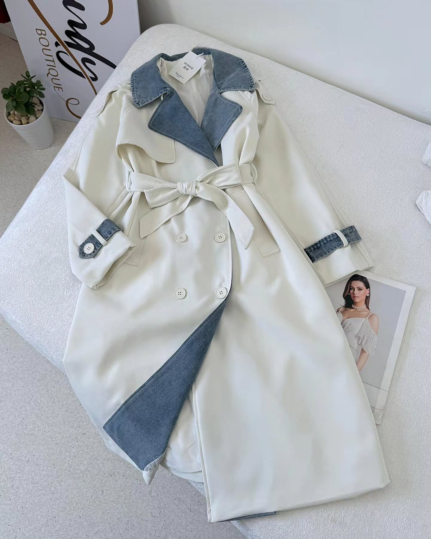 ترنچ ترکیبی کتان و تنسل