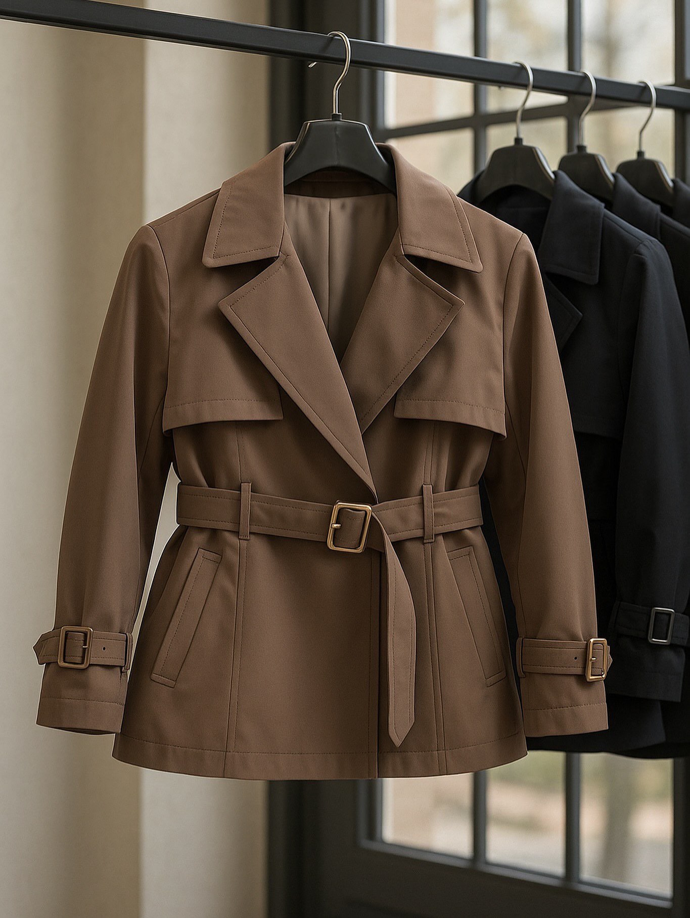 ترنچ کت کتان پاییزه/کوتاه 