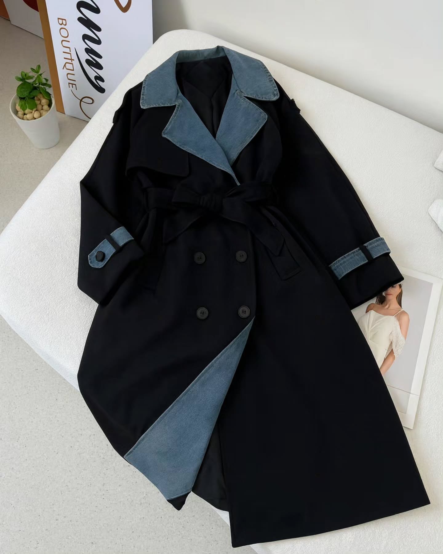 ترنچ ترکیبی کتان و تنسل