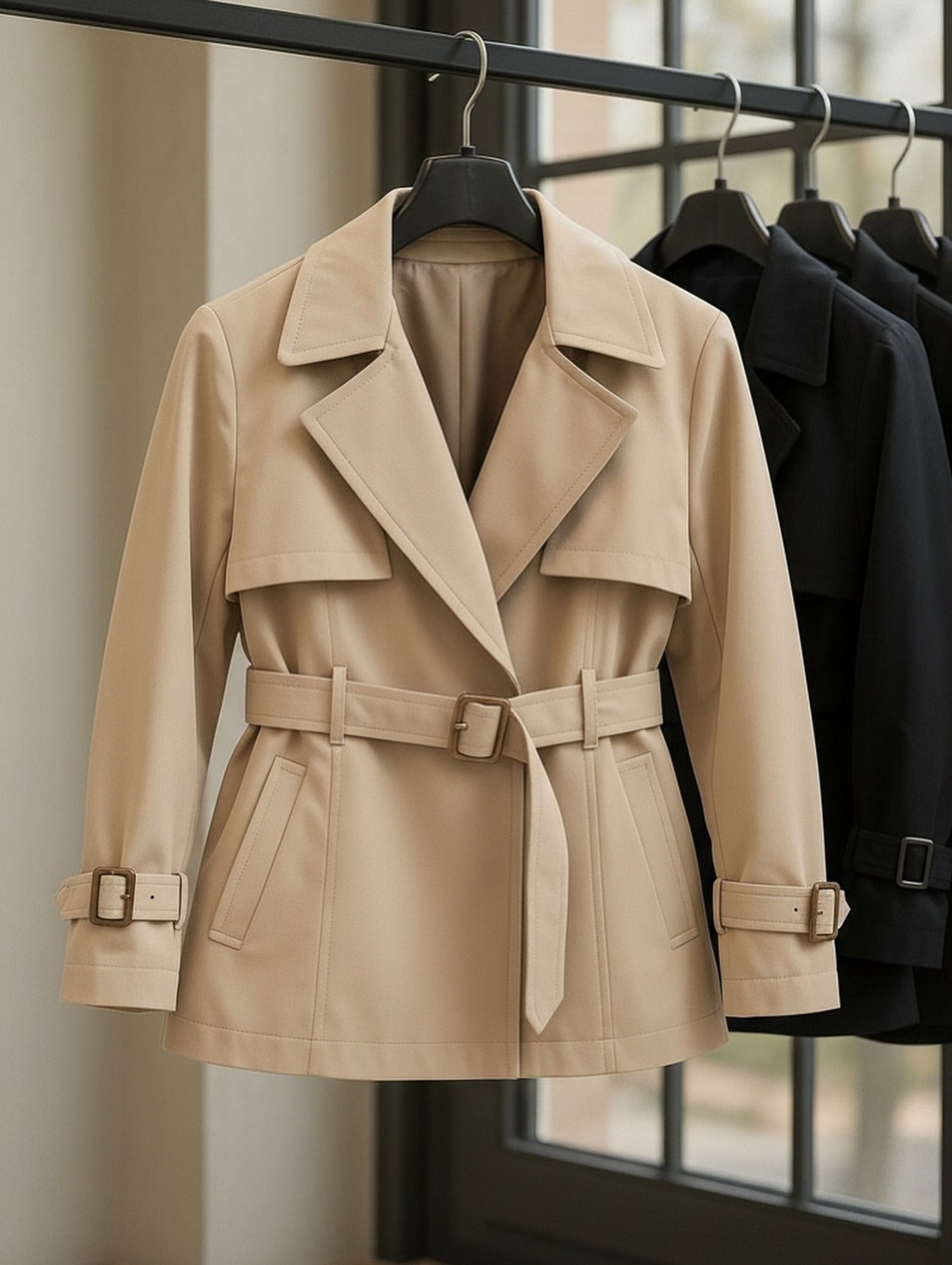 ترنچ کت کتان پاییزه/کوتاه